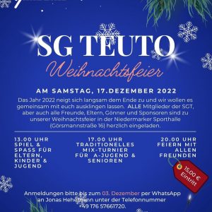SG Teuto Weihnachtsfeier 2022 – Sei dabei!